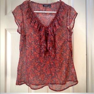 a.n.a brand Short Sleeve Sheer Blouse Sz PM